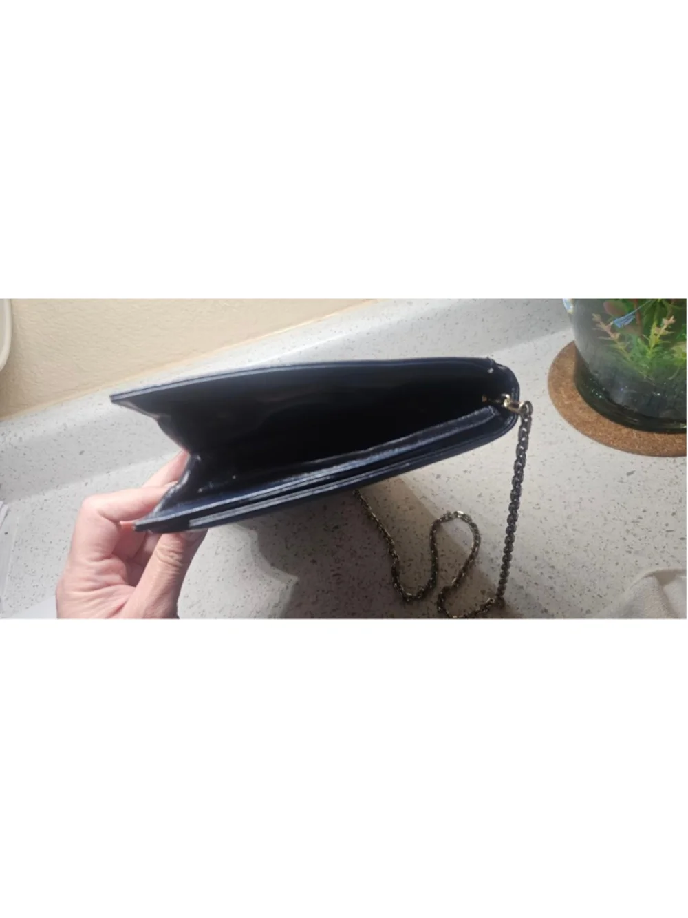 Women's Chic de Paris Blue Leather Clutch Bag
